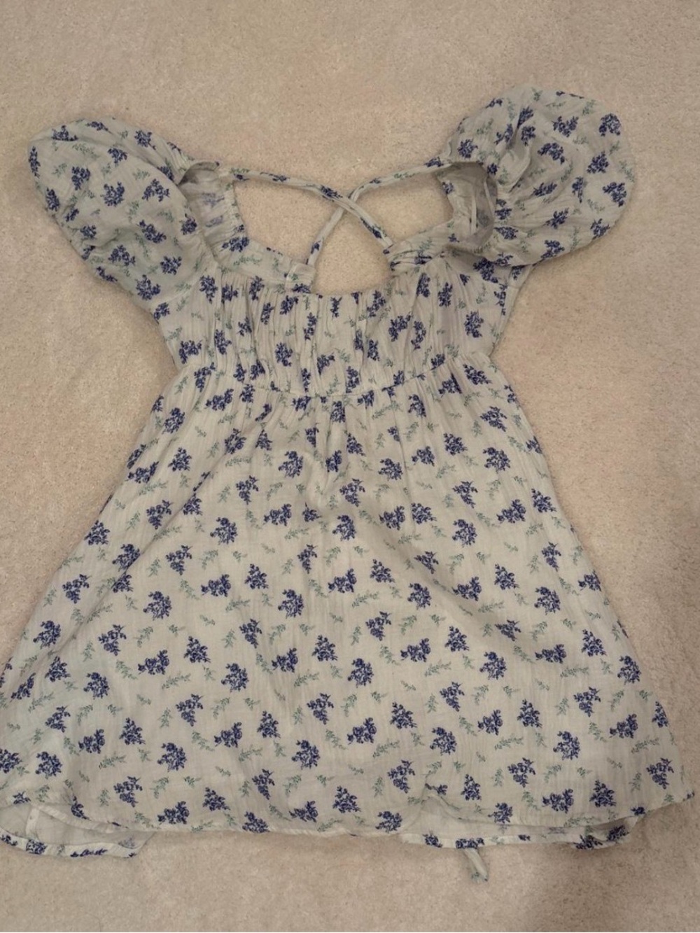 Princess Polly White Dress with Blue Floral Print